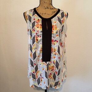 Cabi #249 women's sleeveless grosgrain geometric tunic tank top blouse medium